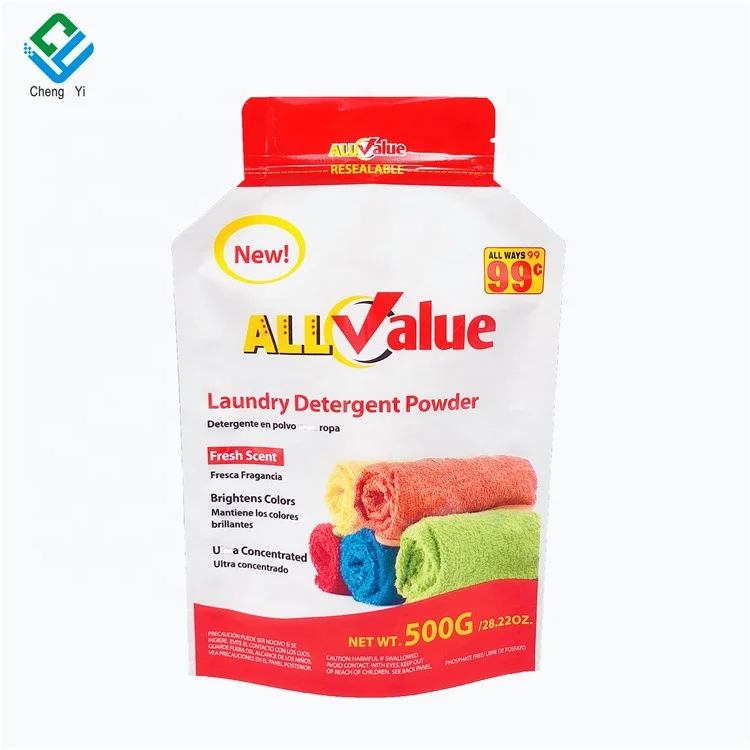 28.22 oz Laundry Powder Reusable Plastic Mylar Bag Eco Friendly Stand Up Plastic Zipper Packaging Bags
