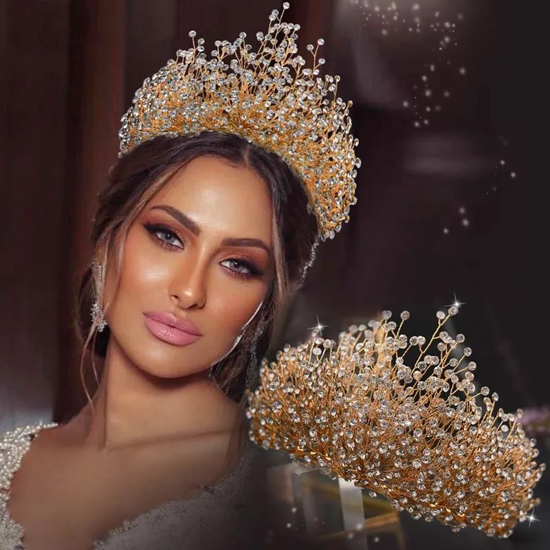 Женская повязка для волос Hesiod, блестящая серебристая лента для волос со стразами, набор аксессуаров для волос, роскошная свадебная корона принцессы, Тиара для невесты