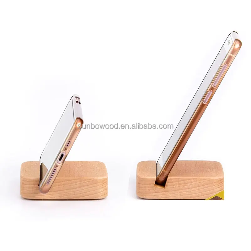 Simple business gift wooden  mobile phone holder  laser company logo  custom phone holder wood