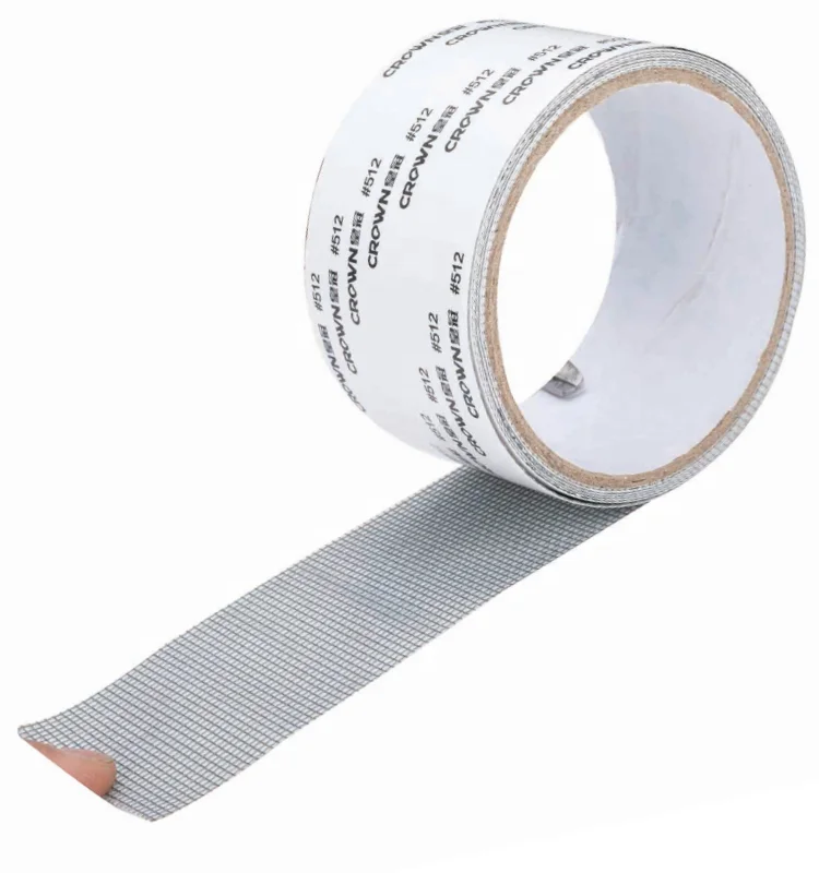 57643#Gray polyurethane grid and acrylic glue camping mesh repair tape