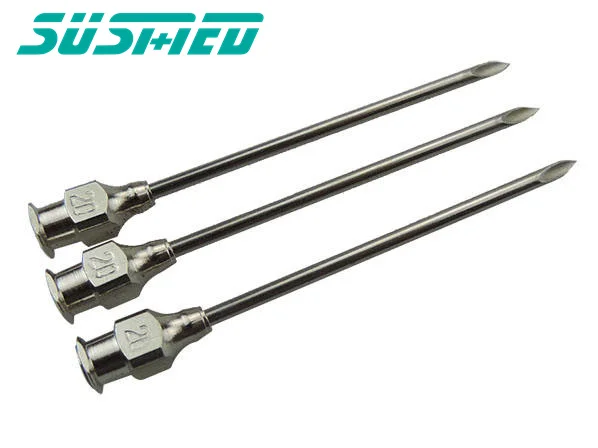 12pcs 14/16/18/20G Stainless Steel Dispensing Veterinary Needle Lab Use Sharp End Blue Box Pin Length Can Be Customized