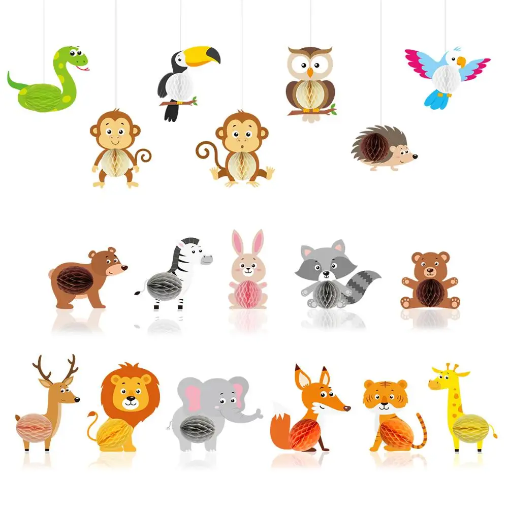 Animal Safari Party supplies Jungle Honeycomb Centerpieces 3D Table Decorations,Birthday Decorations Set Baby Shower Party theme
