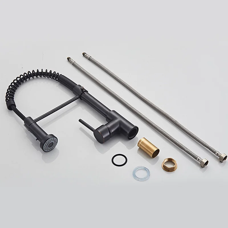 ROVATE Kitchen Faucets 304 Stainless Steel kitchen Tap Modern Matt Black Spring Pull Down kitchen Sink Faucet