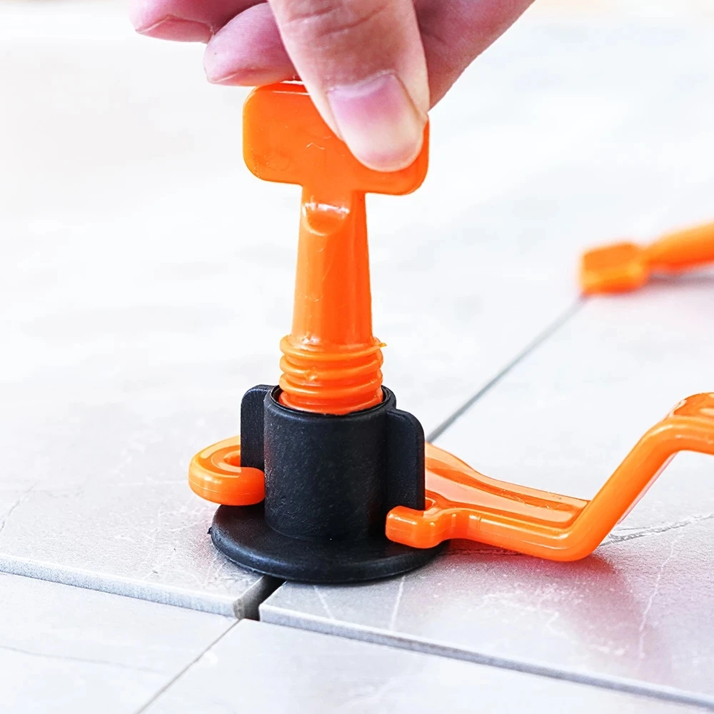 50pcs Porcelain Tile Leveler Tools Wedges Tile Flat Ceramic Floor Reusable Tile Leveling System Leveler Locator Spacers Plier