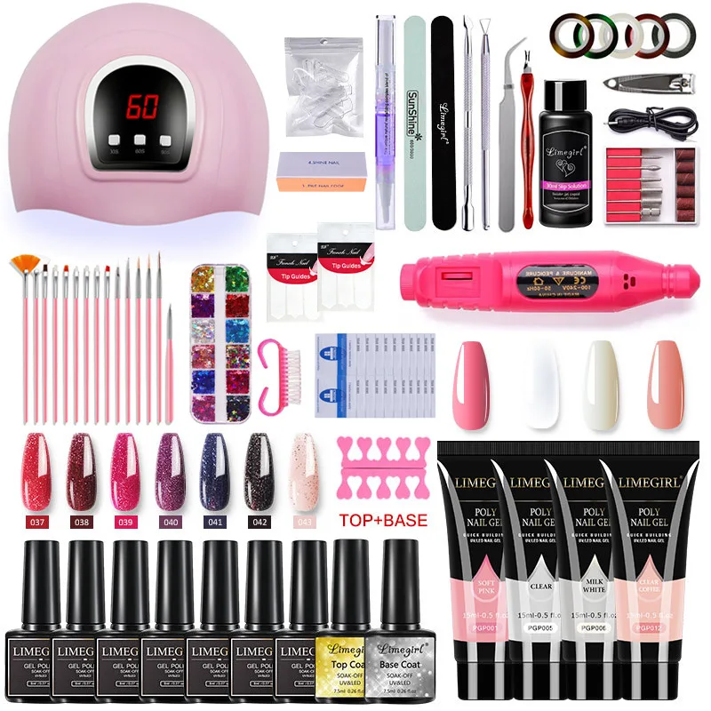 Destly Wholesale Acrylic Poly Gel Nail Kit With Lamp Extension Glitter Gel Polish uv Jelly Polish Gel  Tips For Beauty