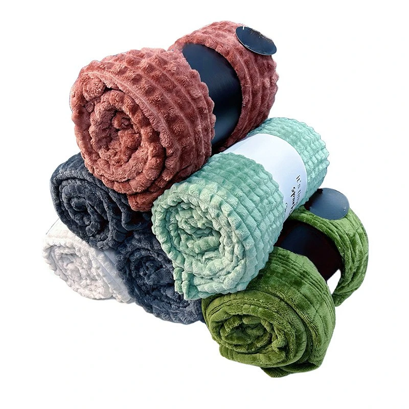 Cross-border strip flannel solid color shearing blanket air conditioning blanket lifting blanket sofa cover