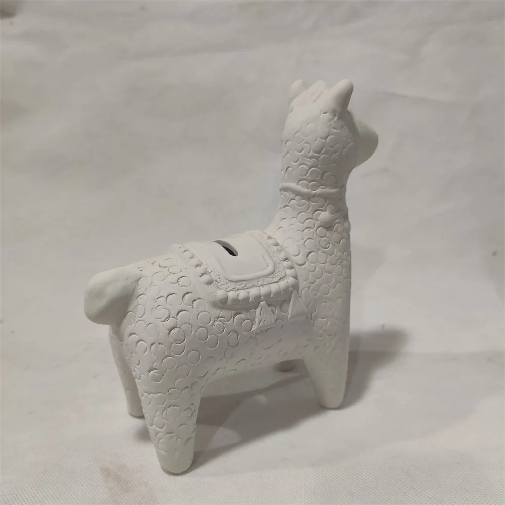Hot Sale Cute White Alpaca Ceramic Money Box DIY Paint Ready Blank unpainted Animal Figures for Kids Money Saving Coin Bank