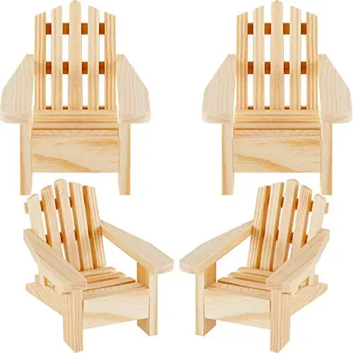 Pine Wood Miniature Chair Doll House  Mini Chairs  Wooden Rocking Chairs Dollhouse cake topper wood