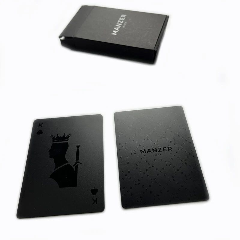 Ready To Ship High Quality Creative Durable Waterproof Smooth PVC Plastic Black Poker Playing Cards For Adult