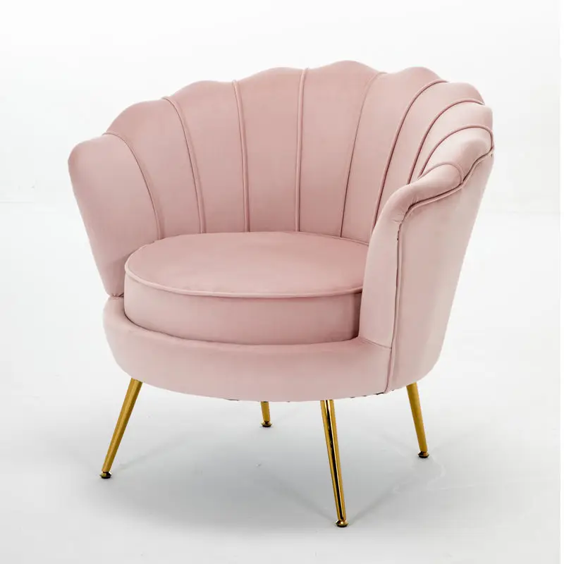 Wholesale Modern Flower Shape Luxury Fabric Leisure Lounge Chairs Pink Nordic Accent Relaxing Velvet Arm Single Sofa
