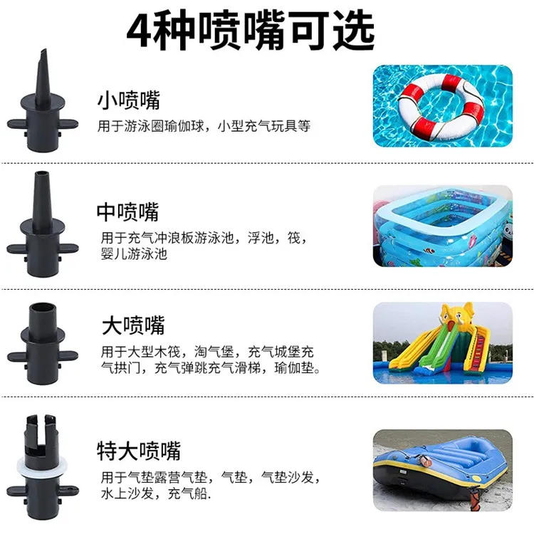 DC12V electric portable air pump for inflatables, quick-fill air pump inflator deflator for Air Mattress Raft Bed Boat Pool Toy