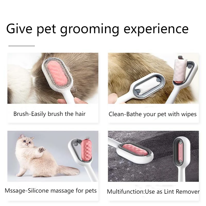 2 in1 Silicone Pet Grooming Dog Cat Hair Lint Remover Fleece Comb Brush Productos Accesorios Cepillo Para Perro Gatos Mascotas