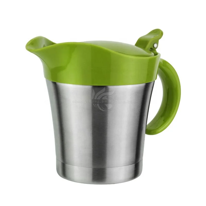 0.4L Capacity Stainless Steel Double Insulated Gravy Boat Sauce Boat with Hinged Lid
