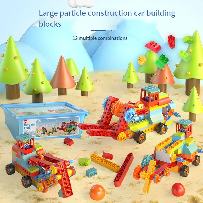 12in1 stem Education Early Simple Machines Large-sized Building Blocks Set ABS Plastic DIY Bricks STEM Toy for Kids