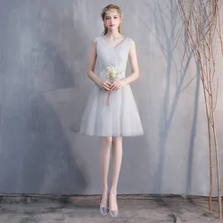 Wholesale Summer Grey Bridesmaid Dresses Mesh Breathable Straight Skirt Long Wedding Dress Bridesmaid Dress