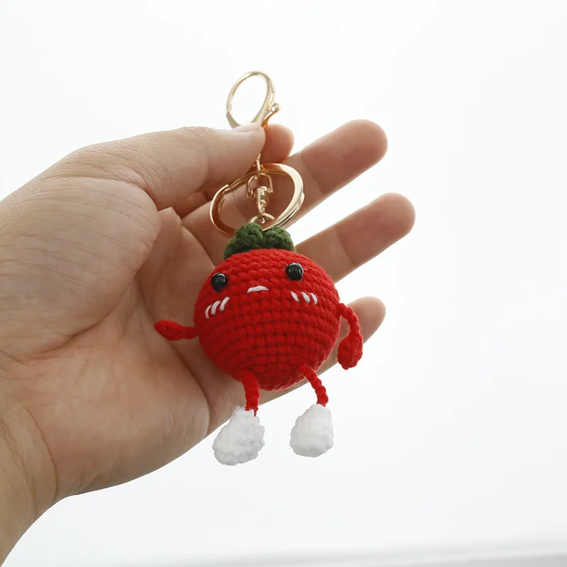 Crochet Animal Keychain Amigurumi Ornament for Children Handmade Dessert Fruit Animal Pendant Keychains Crochet Kit
