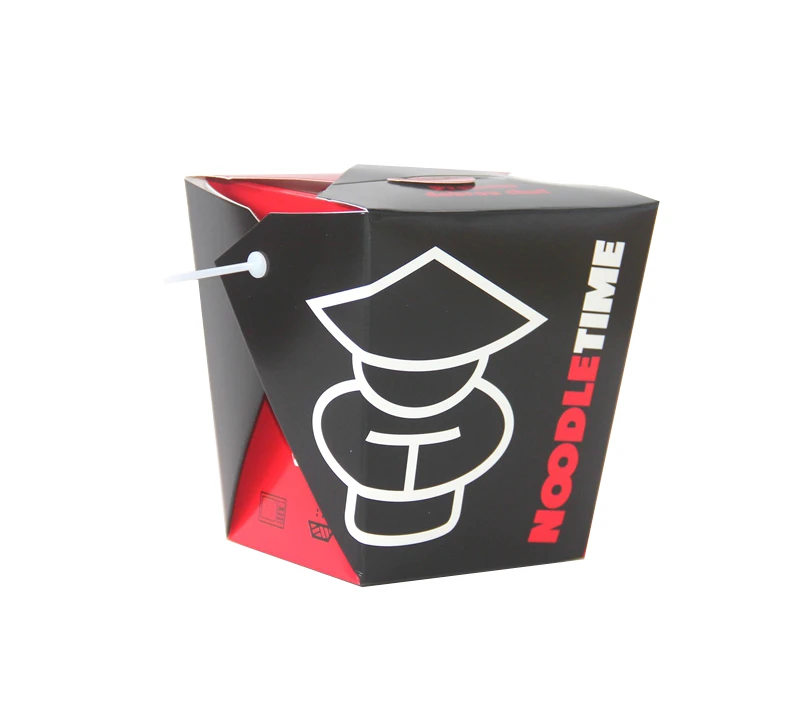 Red Black Restaurant Takeaway Packaging Disposable Lunch Box Takeout Asia Food Container With Plastic Handle