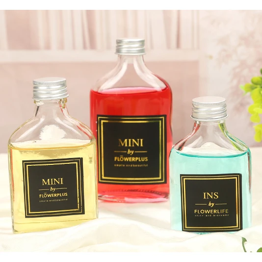 
INS New Fruit Juice Beverage Bottle 250ml Coffee Shop To Go With Milk Tea Bottle Thickened Sloping Shoulder Glass Bottle 