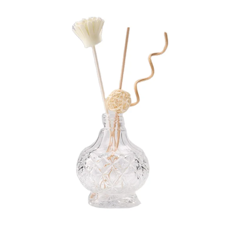 200ml flower basket shape decorative glass bottle aroma reed diffuser bottle with screw cap