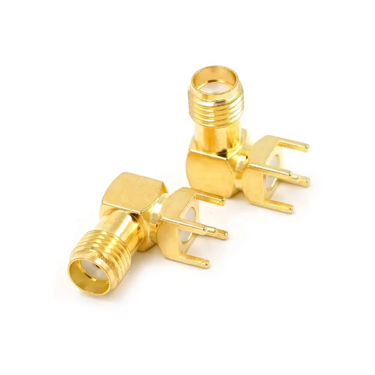 Factory Price Right Angle 90 Degree SMA-KWE PCB Mount Adapter SMA Female RF Connector