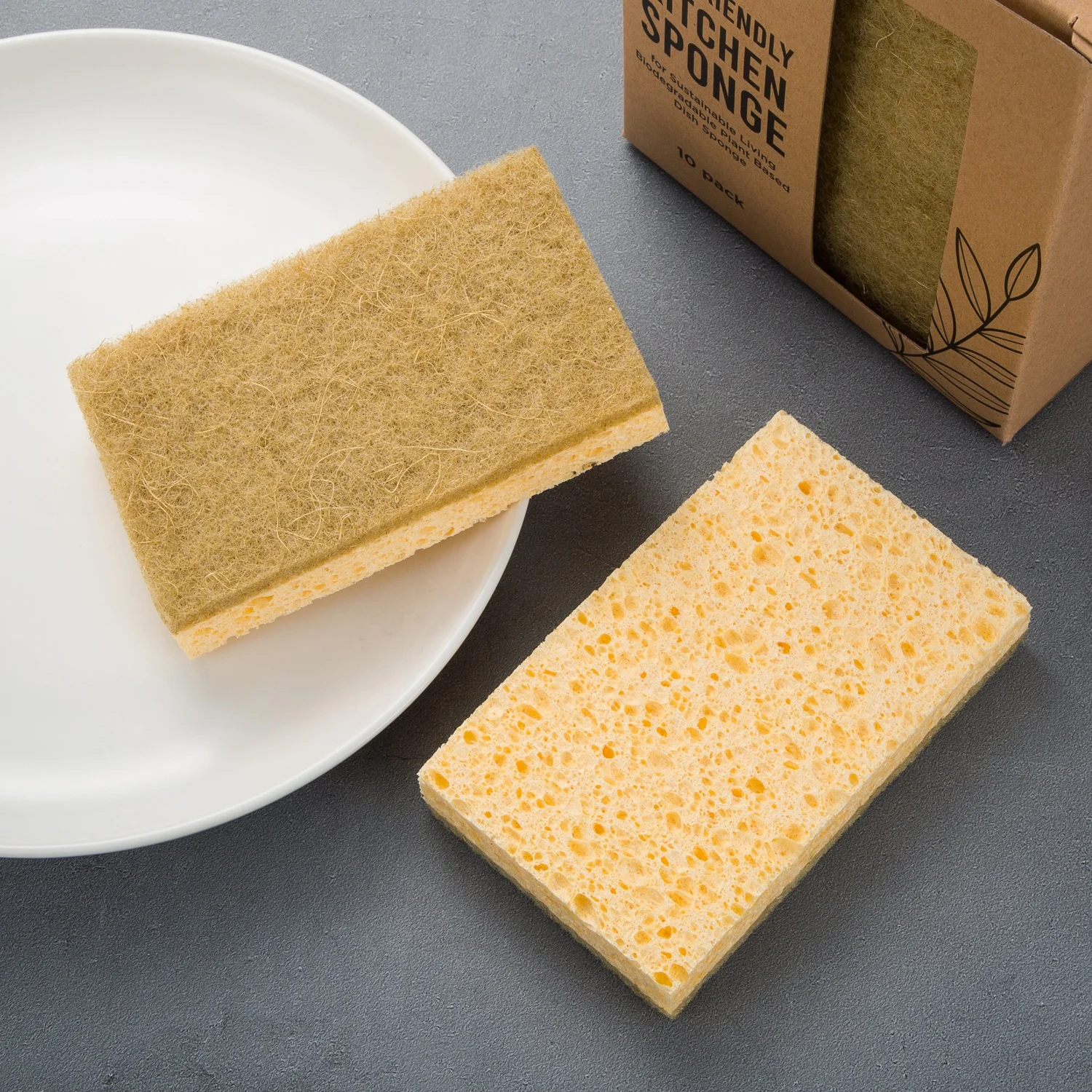 Eco Friendly Biodegradable Natural Fiber Dish Washing Pads Dish Kitchen Clean Washing Cleaning Wood Pulp Cotton Sponge