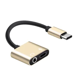 Type-C to 3.5mm Jack AUX Audio Headphone USB-C Charging Adapter Splitter Cable 2 in 1 Digital Audio Charger
