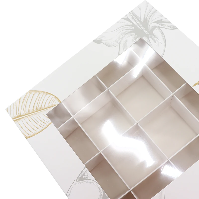 Custom Luxury Paper Gift Food Candy Box With Dividers Empty Transparent Chocolate Bonbon Paper Packaging Box With Clear Window