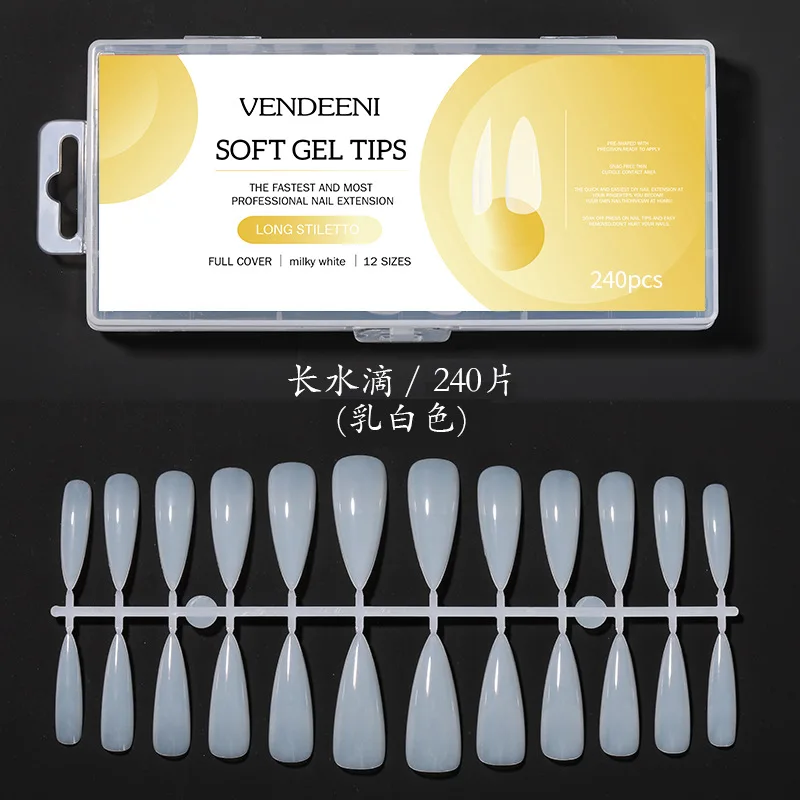 240pcs/box Full Cover oem painted false nails artificial Long Coffin Soft Gel Nail Tip Manicure Diy for women beauty Nail Art