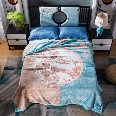 Double layer thickened cloud raschel blanket fluffy thermal bed sheets