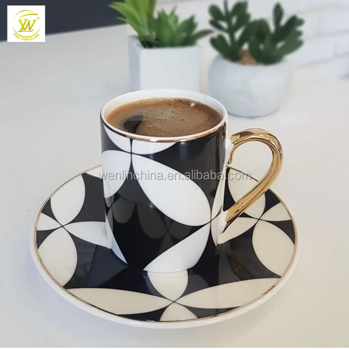 Libya turkey market middle eastern of countries chocolate designs 90ml coffee cup saucer factory price