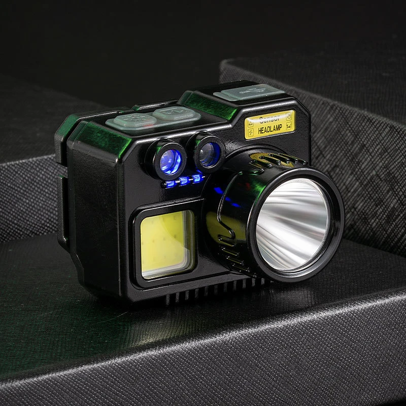 New Mini Wave Induction 45 Degree Adjustment Couple Power Display Usb Rechargeable Cob Night Running Abs Flashlight Led Headlamp