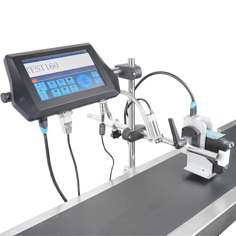 Online Automatic Digital Lot Batch Logo Coding Marking Inkjet Printer Label Sticker Printing Machine With Slot Type Sensor