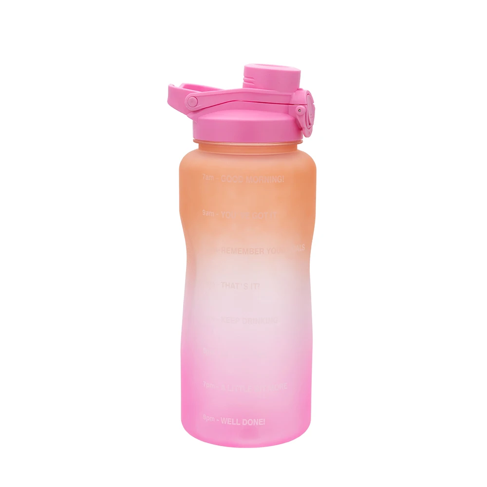 hot sale eco-friendly Wholesale big size 2200ml Gradient color plastic bottle for sport Gym Fitness Motivational Time Marker