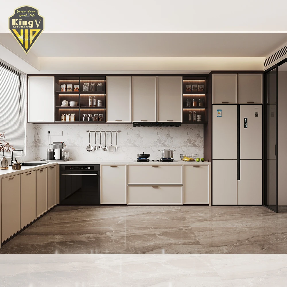 Shaped Modular Design Luxury white Matt Lacquer Modern Kitchen Cabinet kitchen cabinet customized