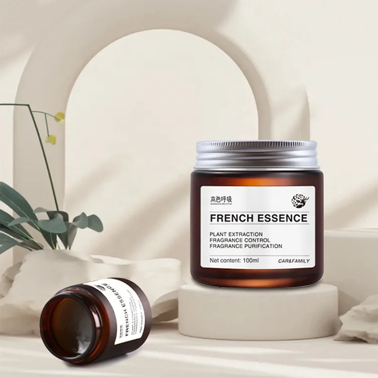 Glass Container Candle Jar Metal Lid Amber Scented Candles Gift Set Solid Balm Eliminate Odor Balm Refreshing Aromatherapy