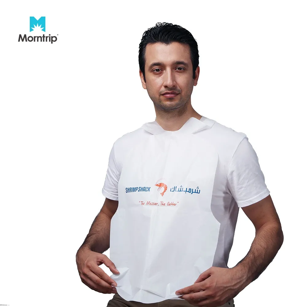 Best Sell Seafood Bibs PE Aprons Custom Logo Lobster Design Disposable Plastic Bib for Sea Food Restaurant