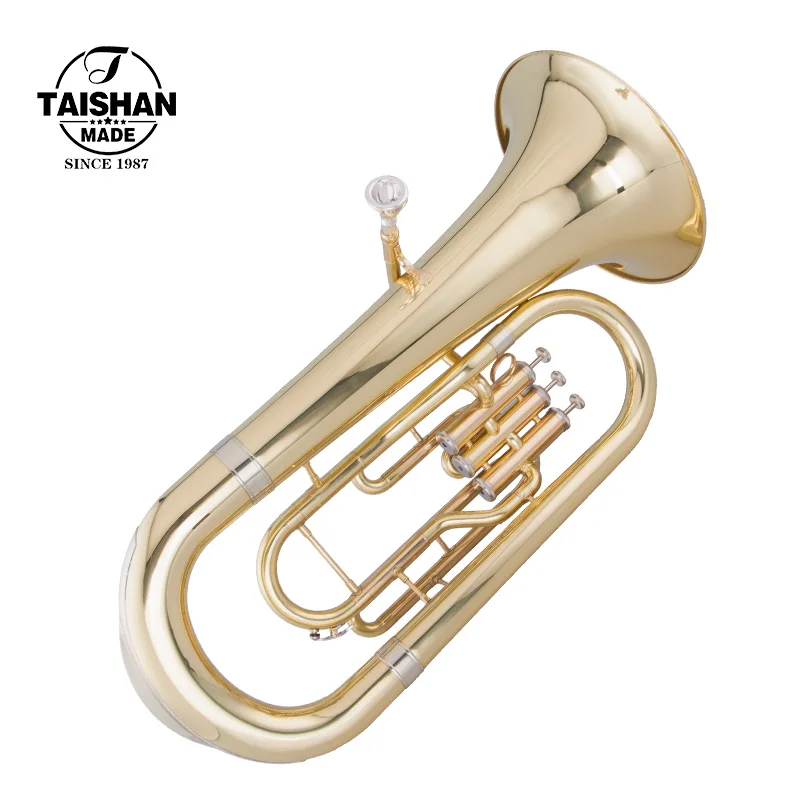 TaiShan Bb tone factory price gold lacquer Baritone Horn 3 vertical pistons Baritone