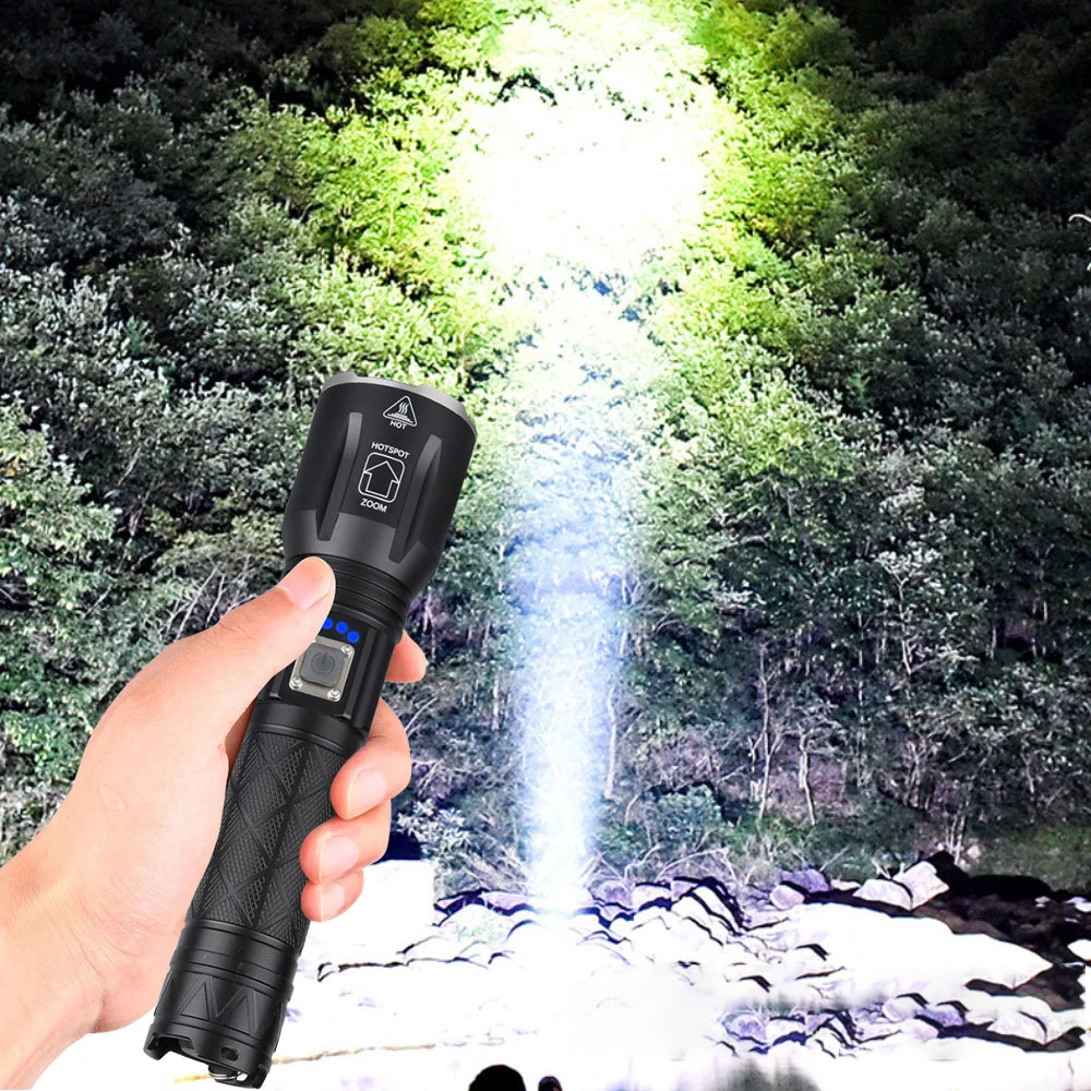 High Lumen Handheld Emergency High Power Tactical Brightest Rechargeable White Laser LED Flashlight for Camping Hiking
