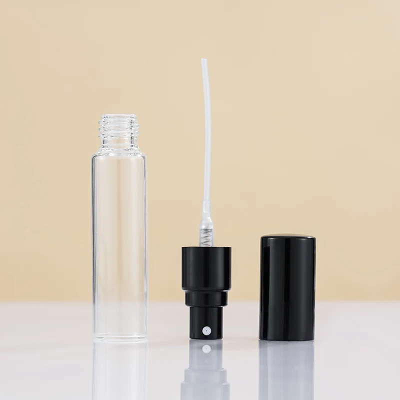 Mini Round Glass Tube Sunscreen fragrance Glass Aluminum Spray Empty Perfume Glass Bottle