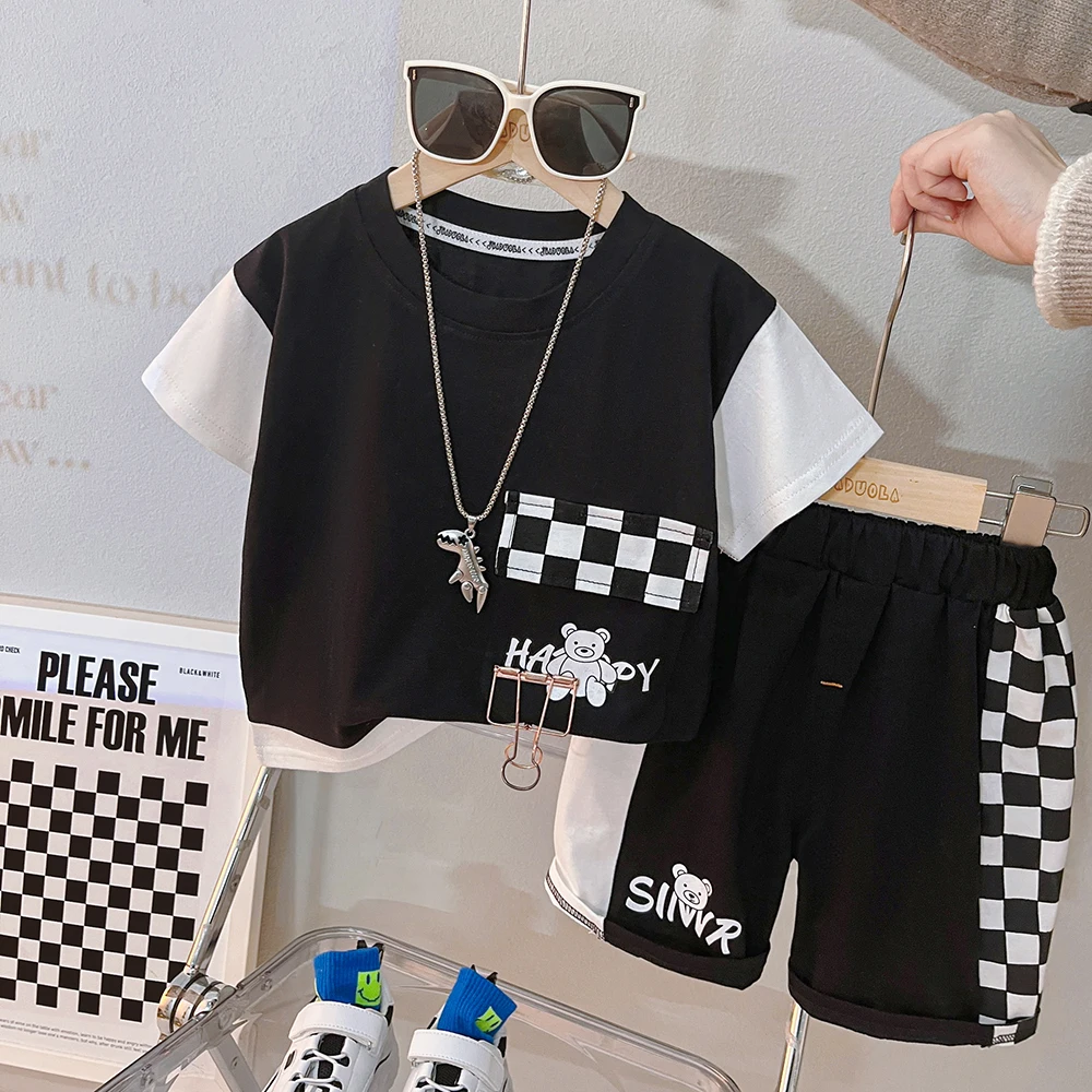 2023 summer new collection baby boys kids dress T-shirt Jeans Yiwu Guangzhou low price quality Children 1-5 years old