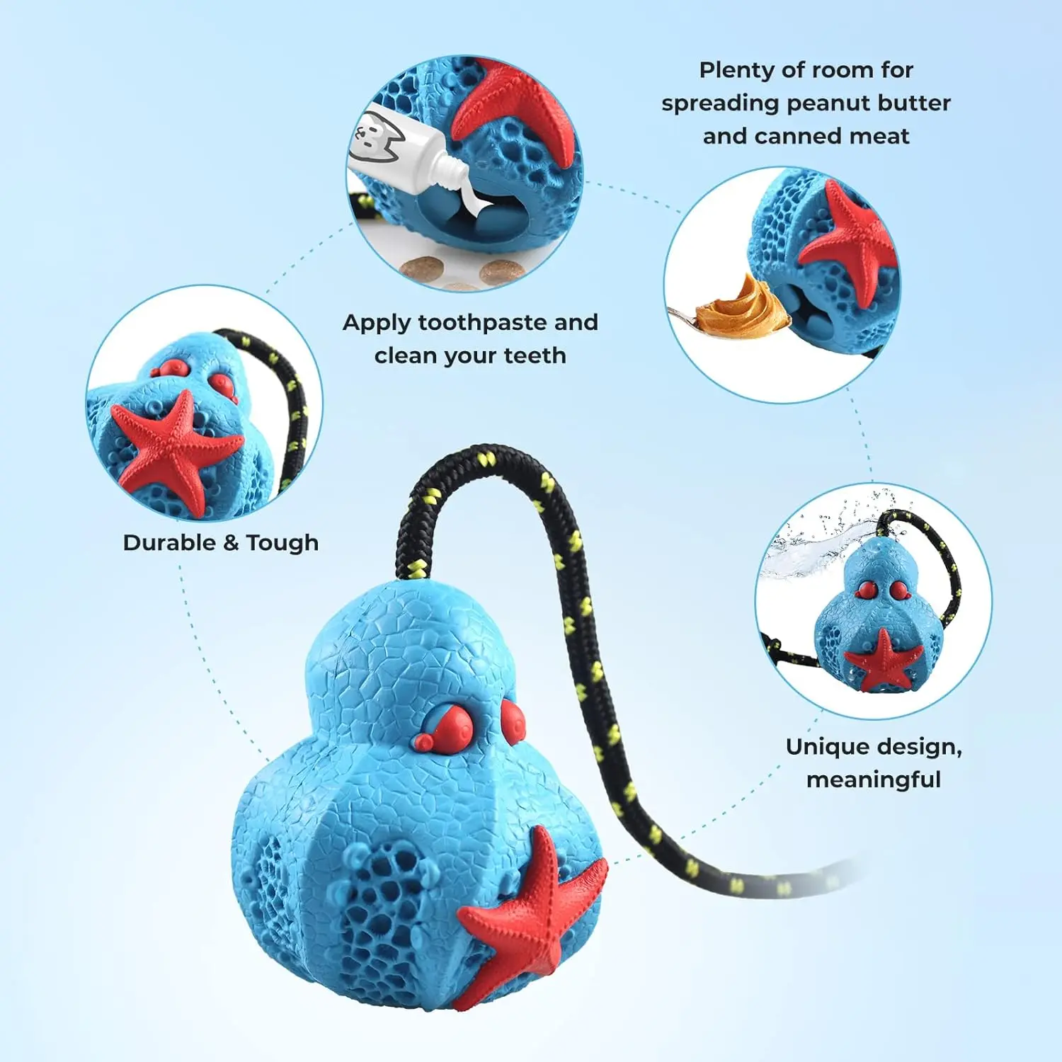 Hot Sale Indestructible Octopus Shape Dog Toy 100% Natural Rubber Dog Chew Toy for Aggressive Chewers