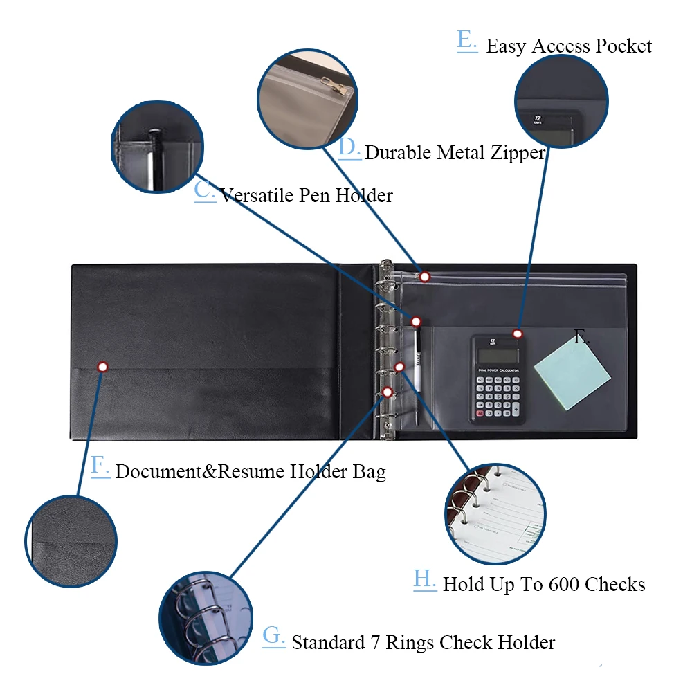 Индивидуальная пластиковая папка на 7 колец с чековой книгой для бизнеса