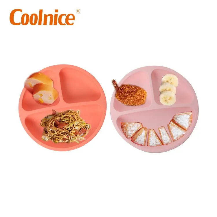 Smile Face Cute Silicone gel Portable Washable Microwave Safe Divided Baby Fresh Feeding Trays Food Bowl for Kids