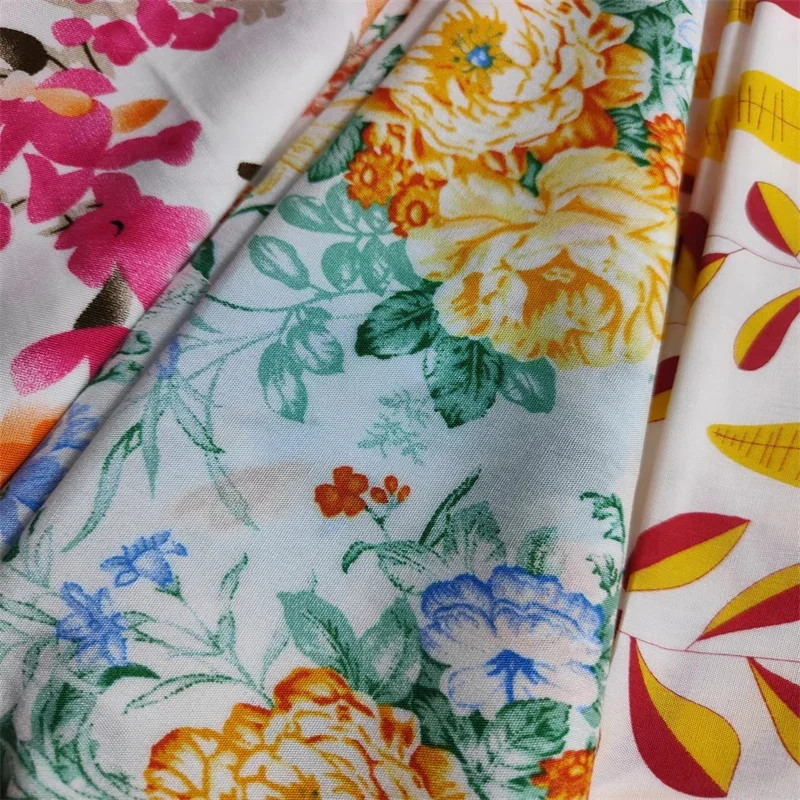 40s soft challis rayon fabric plain fabric rayon floral printed tecido viscose material viscose 100% rayon fabric for dresses