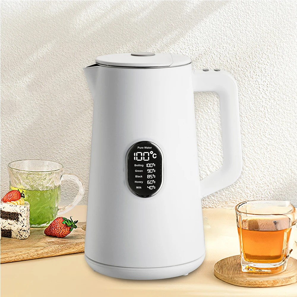 Double Wall Water Boiler Electric Adjustable Temperature Tea Kettles Boiler 1.5L Metal Teapot Kettle