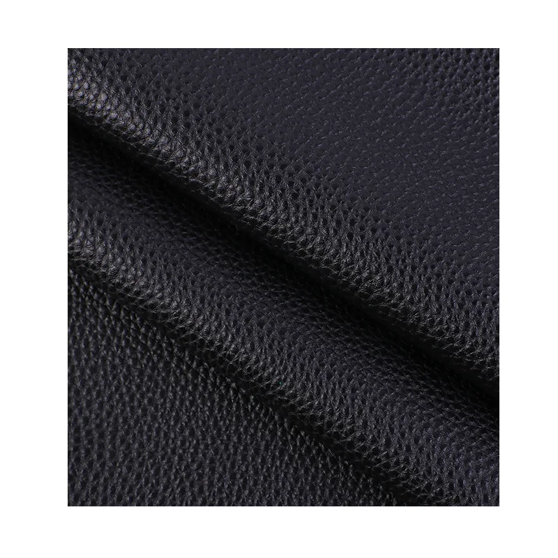 Custom Thick Black Emboss 3D Litchi Split Texture Rexine Artificial Synthetic PU Shoe Fabric Faux Leather for Shoes Sofa Car