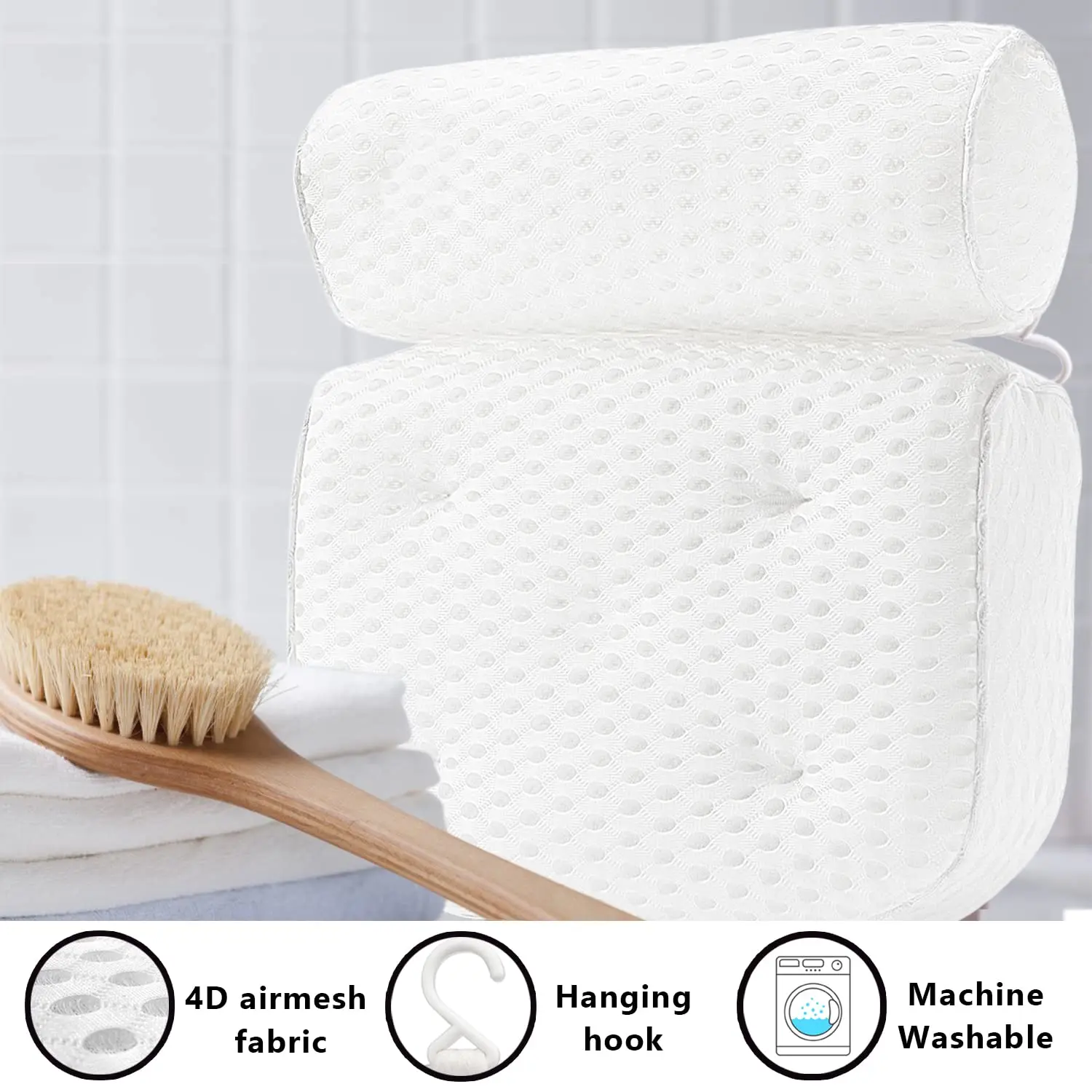 CF BBP04  Bath Pillow Luxury Bathroom Accessories Waterproof Pillow with Strong Suction Cups Bathtub Spa Pillow
