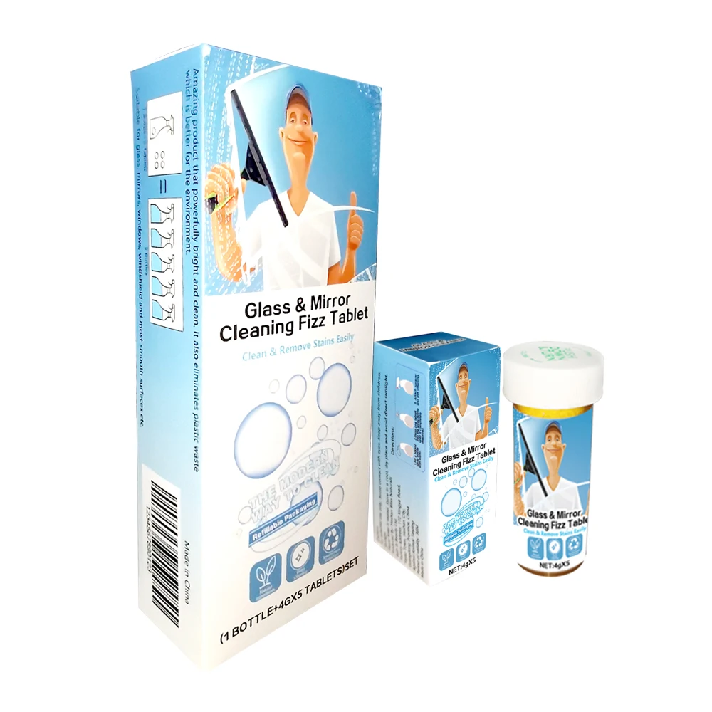 Custom OEM eco-friendly natural essential oil fizzy window mirror car glass cleaner effervescent cleaning tablet