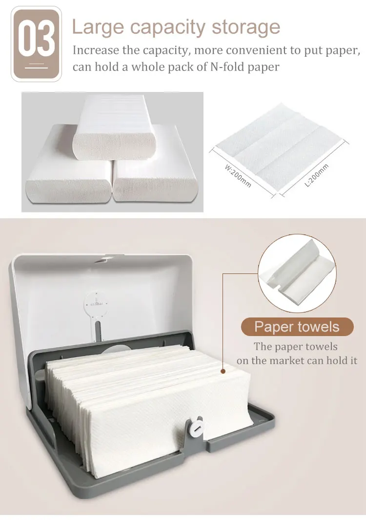 Wall Mounted Plastic Z Fold Toilet Kitchen Manual Paper hand Towel Dispenser With Key C fold Hand Towel Tissue Dispenser