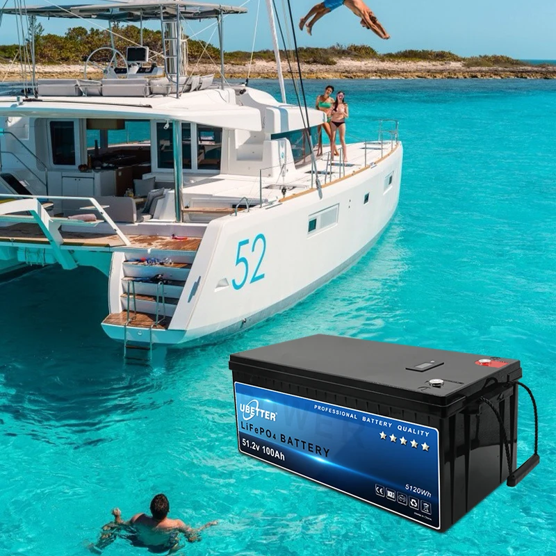 Boat Rechargeable  Lithium lon  battery 51.2v 100ah  Lifepo4  RV Fishing Kayak Pack marine batteries and yacht battery